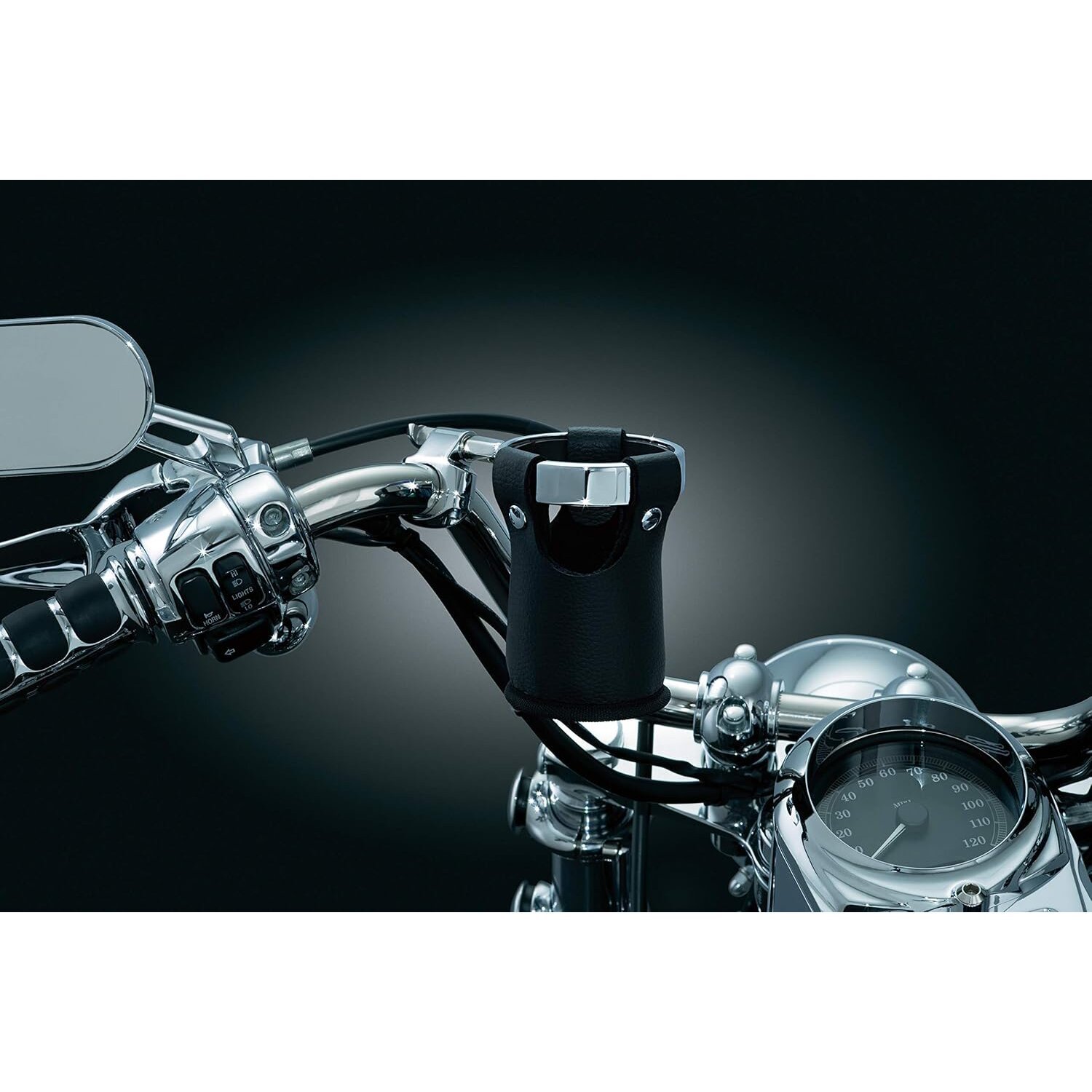 Kuryakyn, beverage carrier. Black PVC leather
