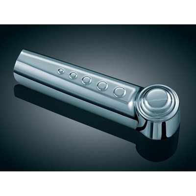 Front, upper. 
Chrome plated cover that transforms the stabilizer from plain to high-end. Simple installation.