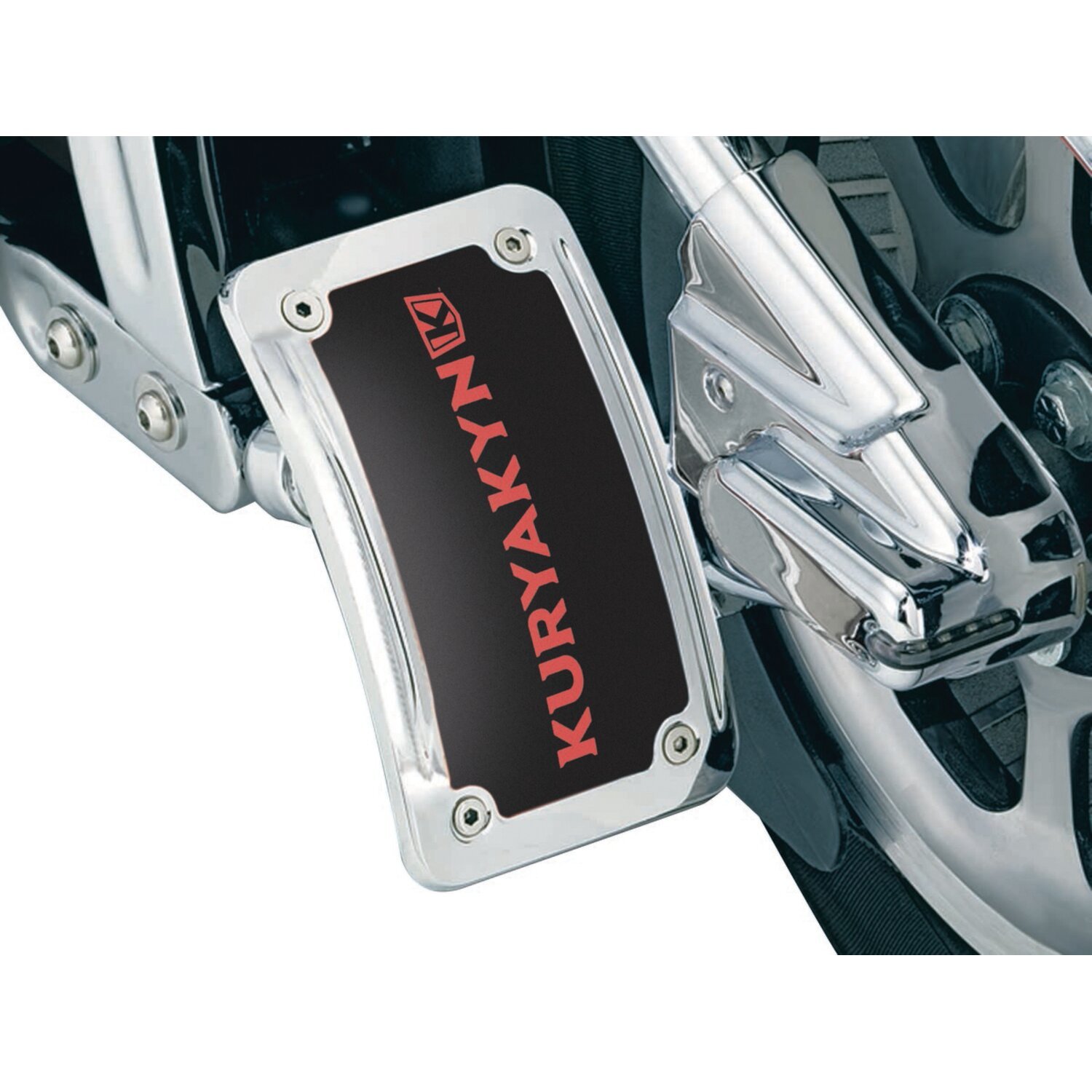 Kuryakyn, Curved license plate holder, vertical, Chrome