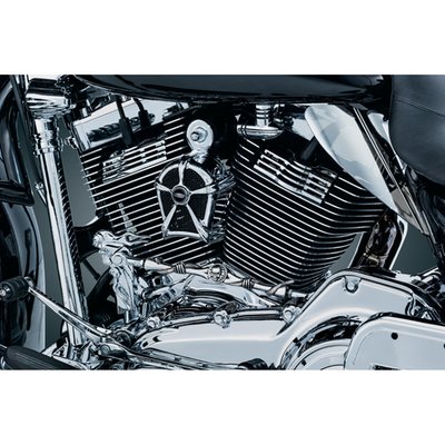 Chrome with black mesh insert. Replaces the dull stock horn cover and style matches Kuryakyn Mach 2 air cleaners. 
Fits all H-D models with OEM side mounted horns. 
ABS material. 
