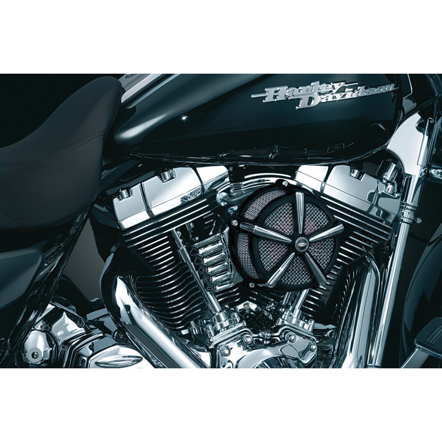 Kuryakyn, Hi-Five Mach 2 air cleaner, no hardware. Black/chr, Chrome