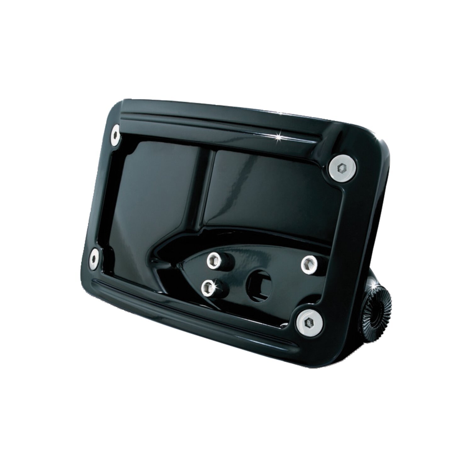 Kuryakyn, Curved license plate holder, horizontal, Black, Gloss