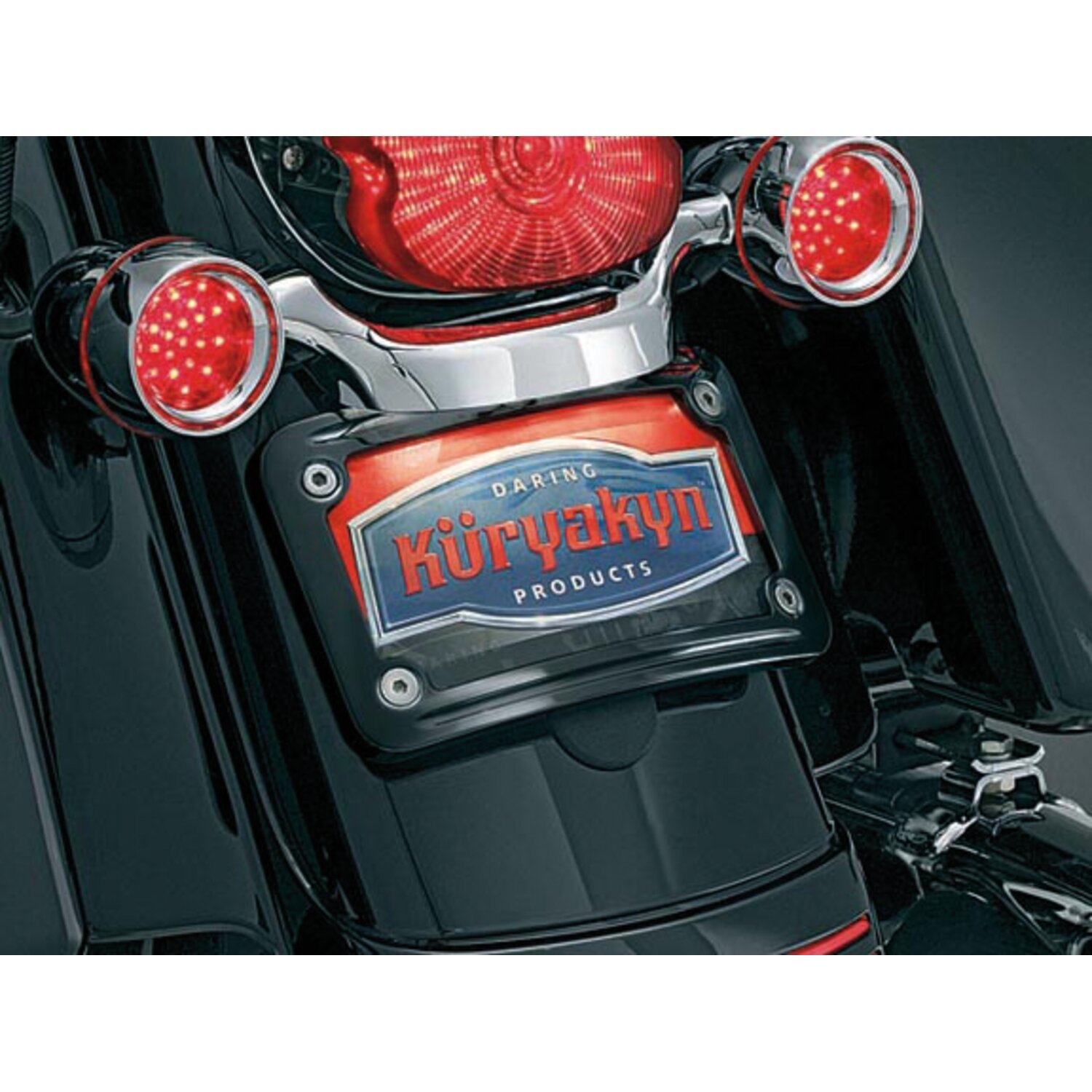 Kuryakyn, curved license plate mount, Black, Gloss