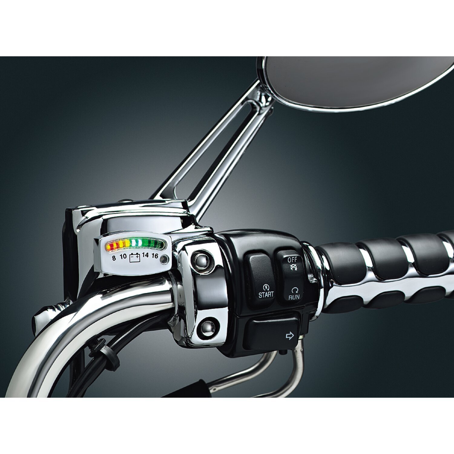 Kuryakyn, LED battery gauge, Chrome