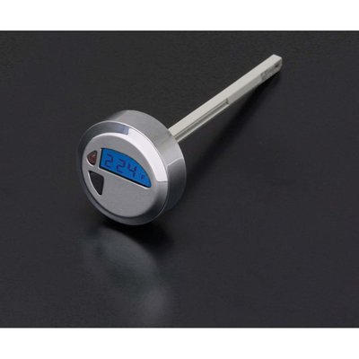 Chrome face. Built-in blue backlight for viewing.
Switchable Celsius (C°) or Fahrenheit (F°). Complete
with overheat warning light.

Chrome; Round head