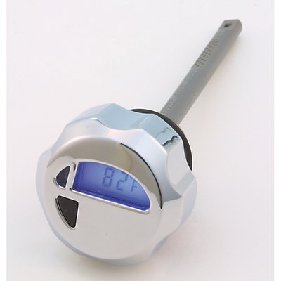 Chrome face. Built-in blue backlight for viewing.
Switchable Celsius (C°) or Fahrenheit (F°). Complete
with overheat warning light.

Chrome; Hex head
