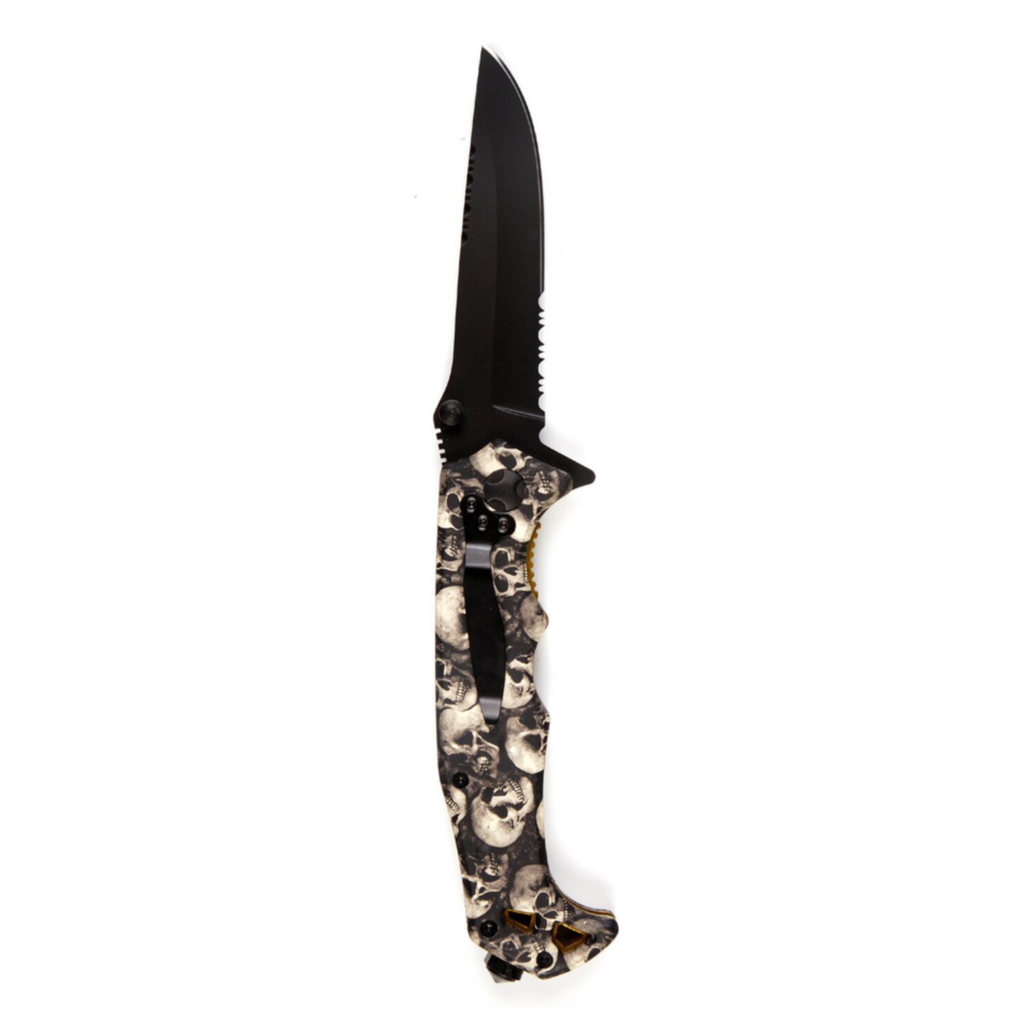 Knife skull & clip black ivory