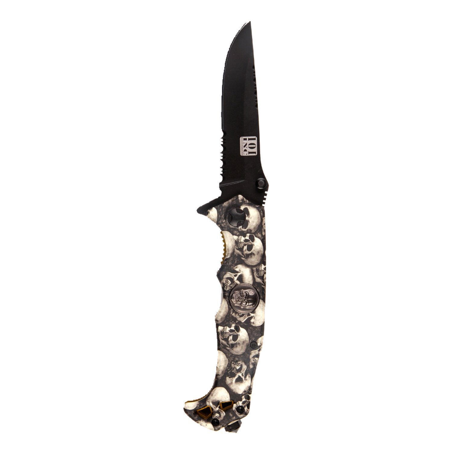 Knife skull & clip black ivory