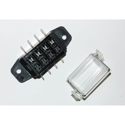 Custom 4-way fuse block, for 4 individual ATC/ATO blade style fuses. Comes with a sealed cap. Allows you to install wiring using crimp-on spade terminals in custom applications.