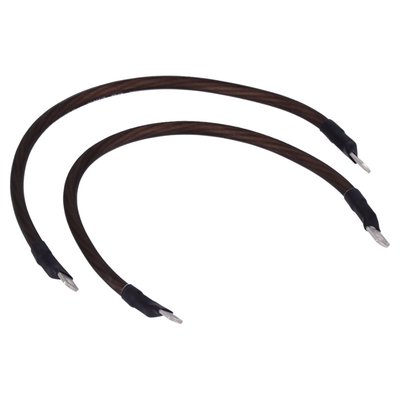 '- With a black protective cover
- 4 gauge (5.19mm diameter) wire with more than 1550 strands of individual wires making it very flexible
- Lugs are silver tinned and come with 1/4" (6.35mm) and 5/16" (7.9mm) holes