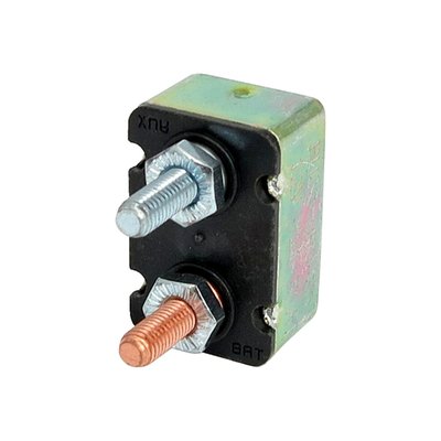 Automatic re-set. With 10/32" (4.76mm in diameter) threaded poles with nuts included. This is the OEM style replacement automatic resetting circuit breakers, as used in H-D models for many years. Also great for use in many custom applications.
