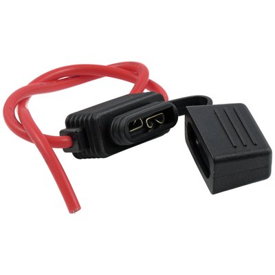 Waterproof. Works with stock sized ATC/ATO blade style fuses. Rated up to 20A. Comes with 14 gauge (2.5mm²/1.63mm diameter) 6" (15.2cm) long wire leads. 

