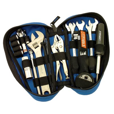 USA sizes. A teardrop tool kit, made to fit standard H-D kidney (teardrop) shaped tool boxes. This kit has been made from the contents of the Econokit H1 together with a mini ratchet and socket set. A powerfull combination for road side use.
