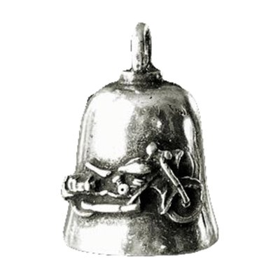 Legend has it that a small bell attached to your motorcycle, close to the ground, catches the Evil Road Spirits. The Little Gremlins live on your motorcycle causing all kinds of mechanical problems. The cavity of the bell attracts these Evil Spirits, but the constant ringing drives them insane and they lose their grip and fall to the ground. (Have you ever wondered where pot holes come from?) Choose your favorite one and scare off the little gremlins or give it to a rider as a gift and you double the protection. Comes with a story card, key ring, and zip tie to connect it to your bike.

