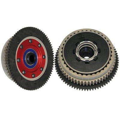 - One-piece forged 7075 hard anodized aluminum 
- Hard anodized finish for durability and strength 
- Direct replacement but much stronger version of the stock basket 
- Compatible OEM (style) clutch components 
- Ready for street or track 
- Complete with clutch hub bearing and starter ring gear 
- With bolt-on style starter ring gear. 
For replacement parts see: 
552009 Bearing clutch basket, 552027 66T starter ring gear, 552028 Starter ring gear bolt set