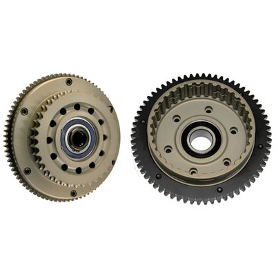 - 36 tooth primary chain drive sprocket
- 84 tooth starter ring gear
- 10 tooth pinion gear
- One-piece forged 7075 hard anodized aluminum
- Hard anodized finish for durability and strength
- Direct replacement but much stronger version of the stock basket
- Compatible OEM (style) clutch components
- Ready for street or track
- Complete with clutch hub bearing and starter ring gear
- See 552009 for replacement bearing clutch basket.