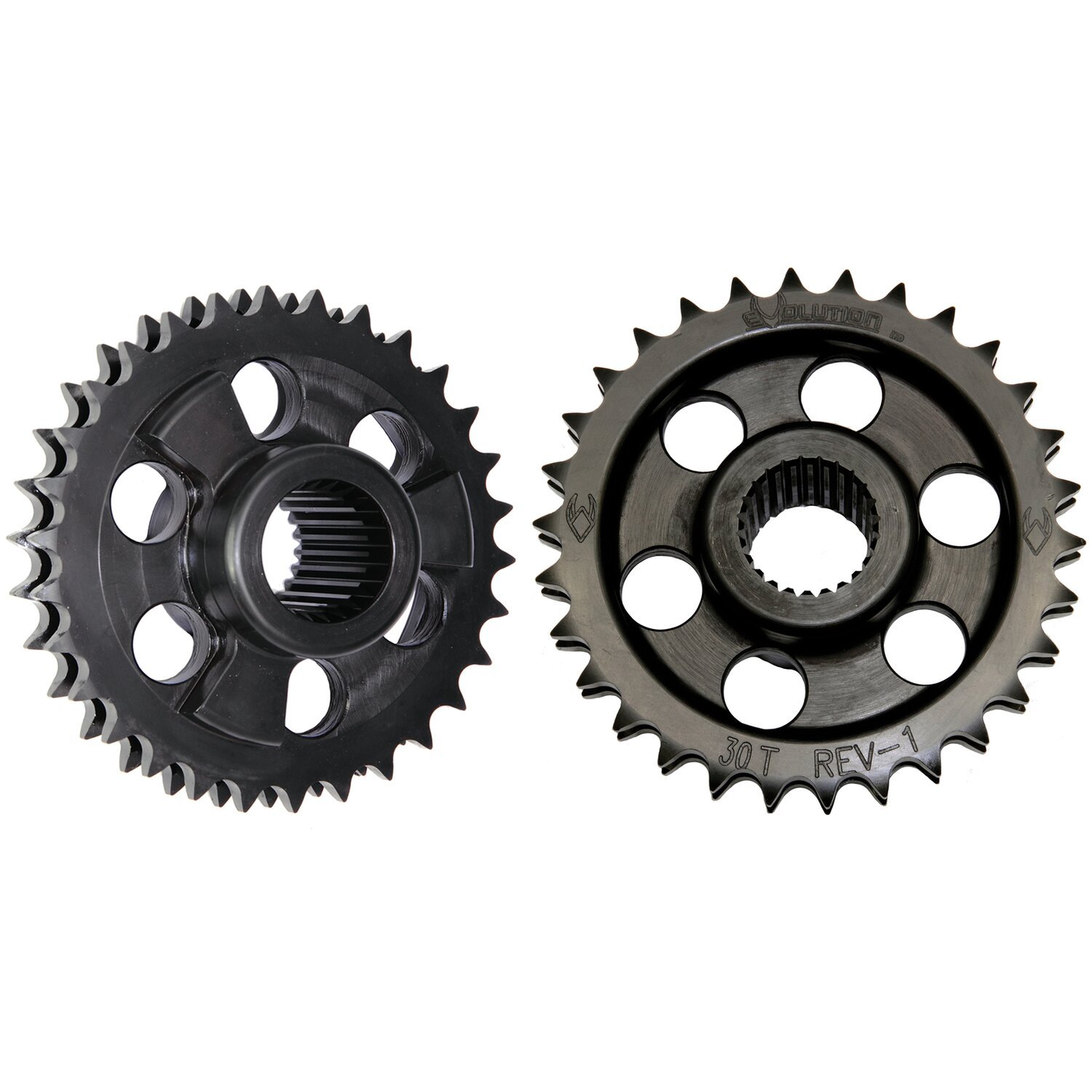 Evolution Industries, solid motor sprocket & chain kit. 30T, Black