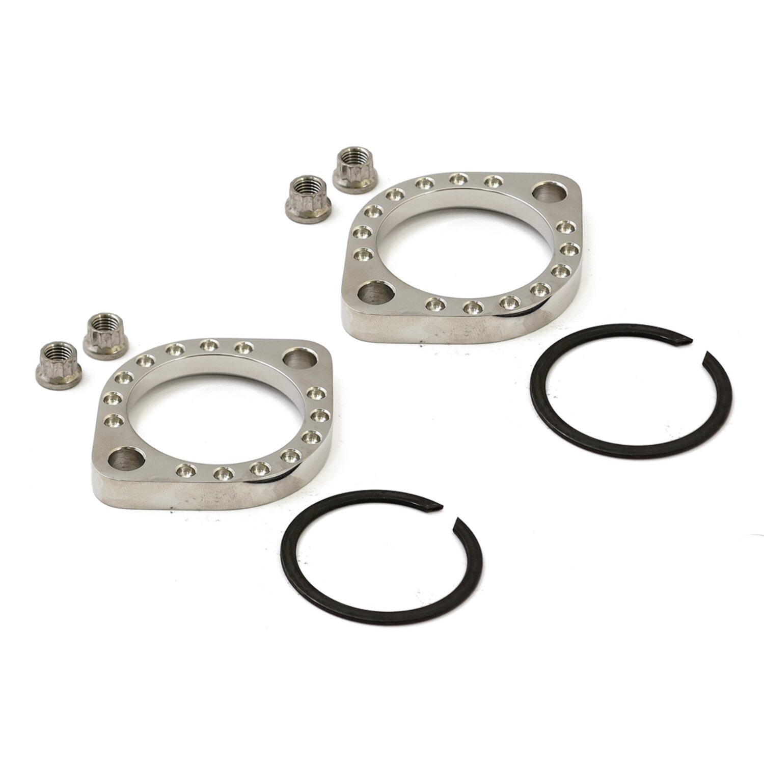 Evolution Industries, ss exhaust flange kit. Flanged hex nut, Polished