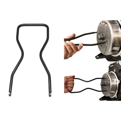 Used for easy removal of the alternator rotor from the strong magnetic hold of 45 Amp charging systems. Will fit most rotors with a two hole system. Simply insert, pinch and pull tool to remove rotor.