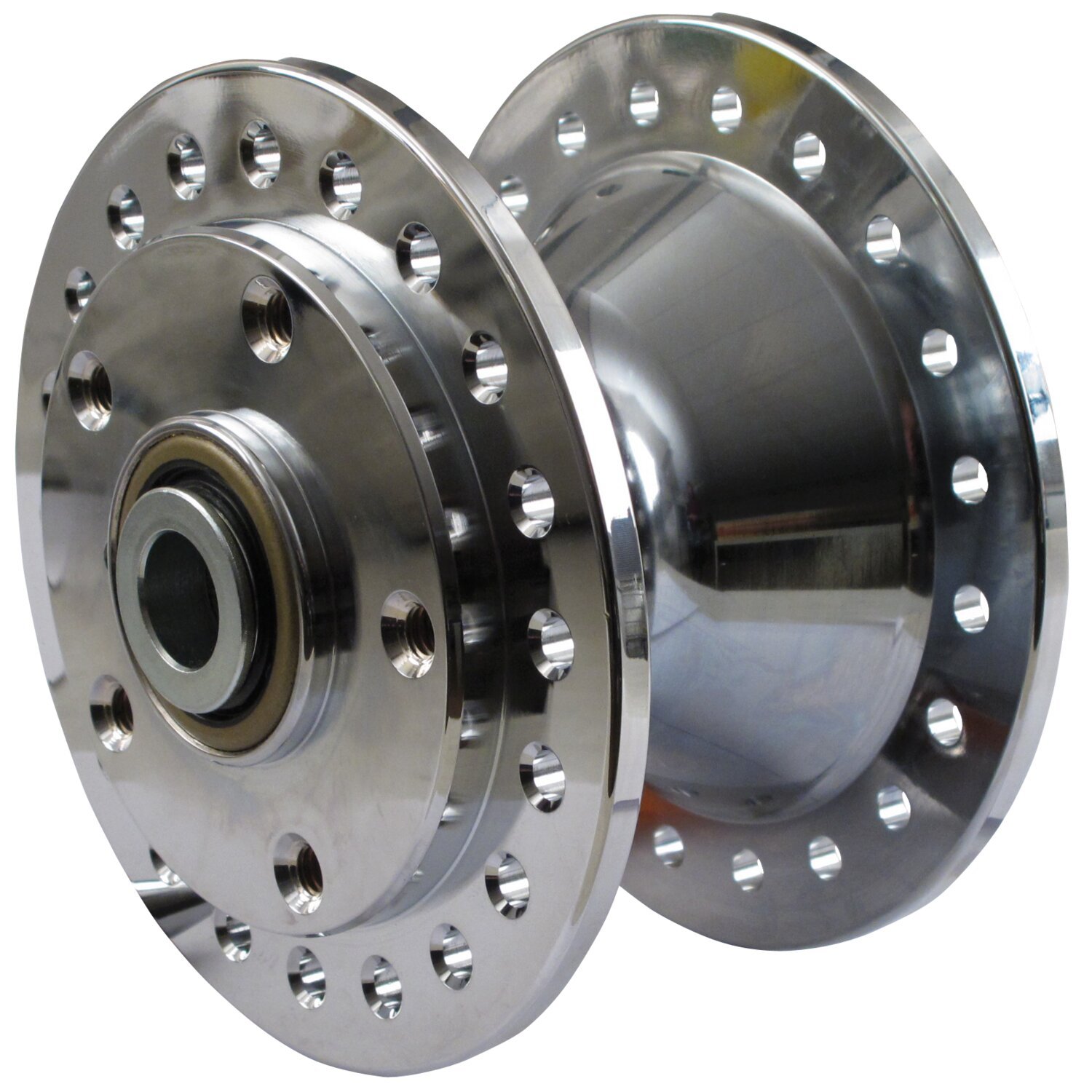 Wheel hub front, chrome. Dual disc