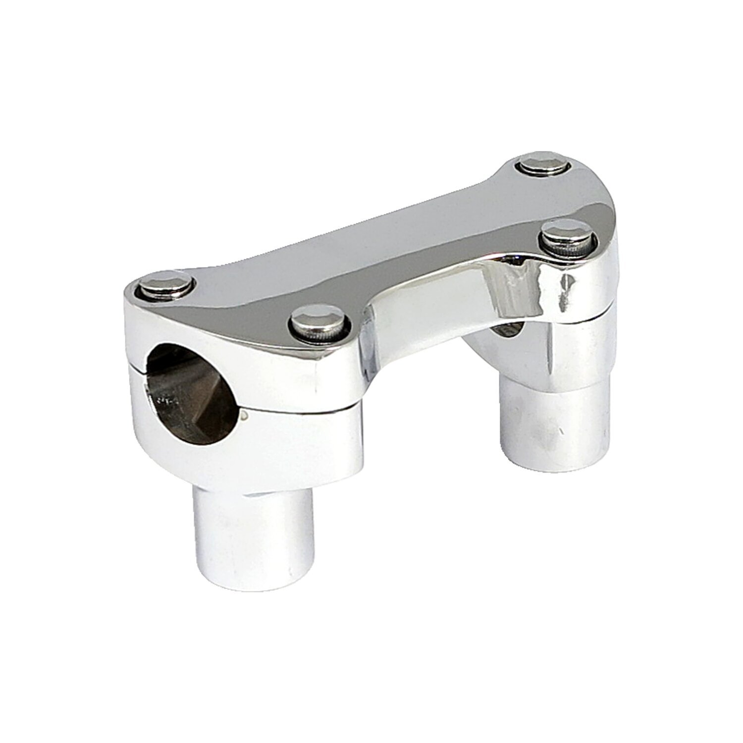 2" rise handlebar riser set + top clamp with lip, Silver, Chrome