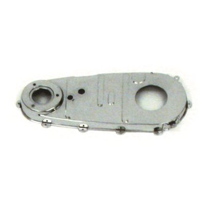 OEM style tin inner primary housing, with spacing for compensating sprocket use built-in. 
OEM replacement reference 60620-36