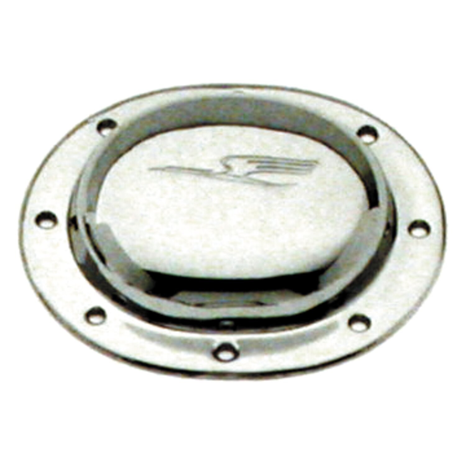 Paughco, derby cover. Chrome. Bird embossed, Polished