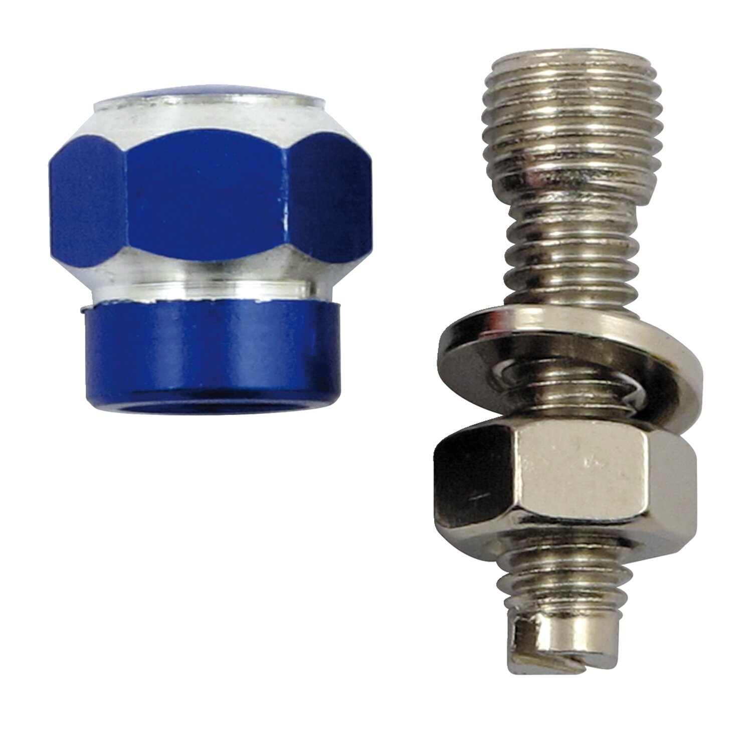 Trik Topz license plate mounts Alloy Twotone Hex, Blue, Polished