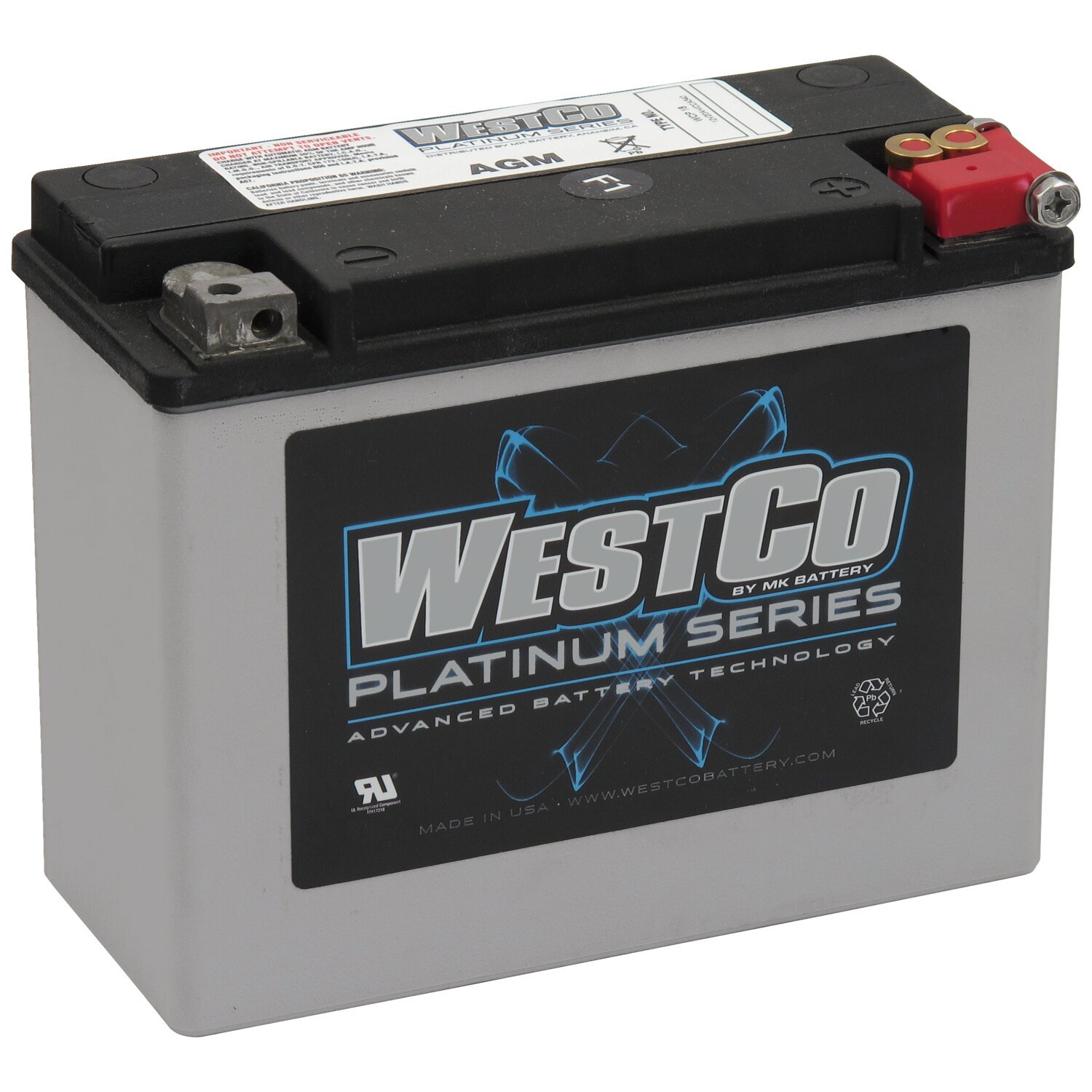 Westco, sealed AGM battery. 12V, 20Ah, 340CCA