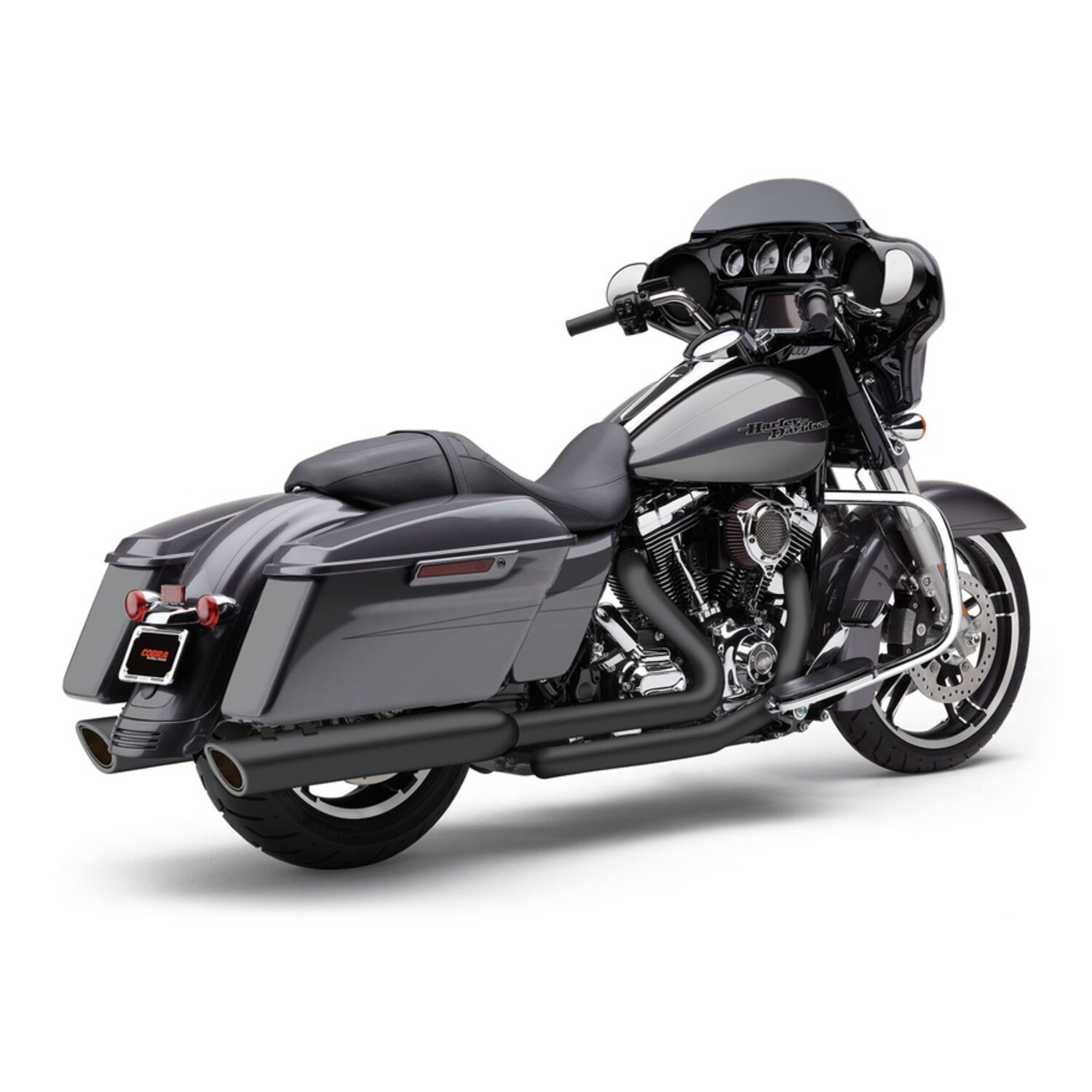 Cobra, 909 Twins 4" slip-on mufflers, Black, Satin