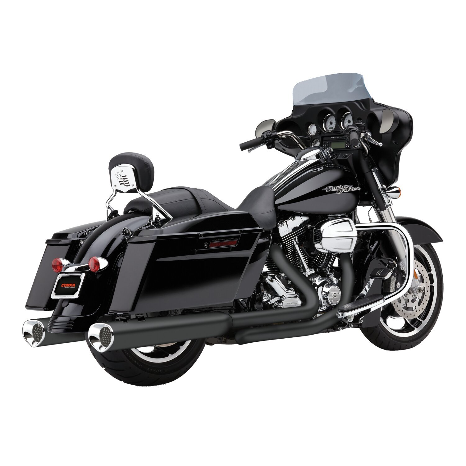 Cobra, 4-1/2" Tri-Flo slip-on mufflers, Black, Satin
