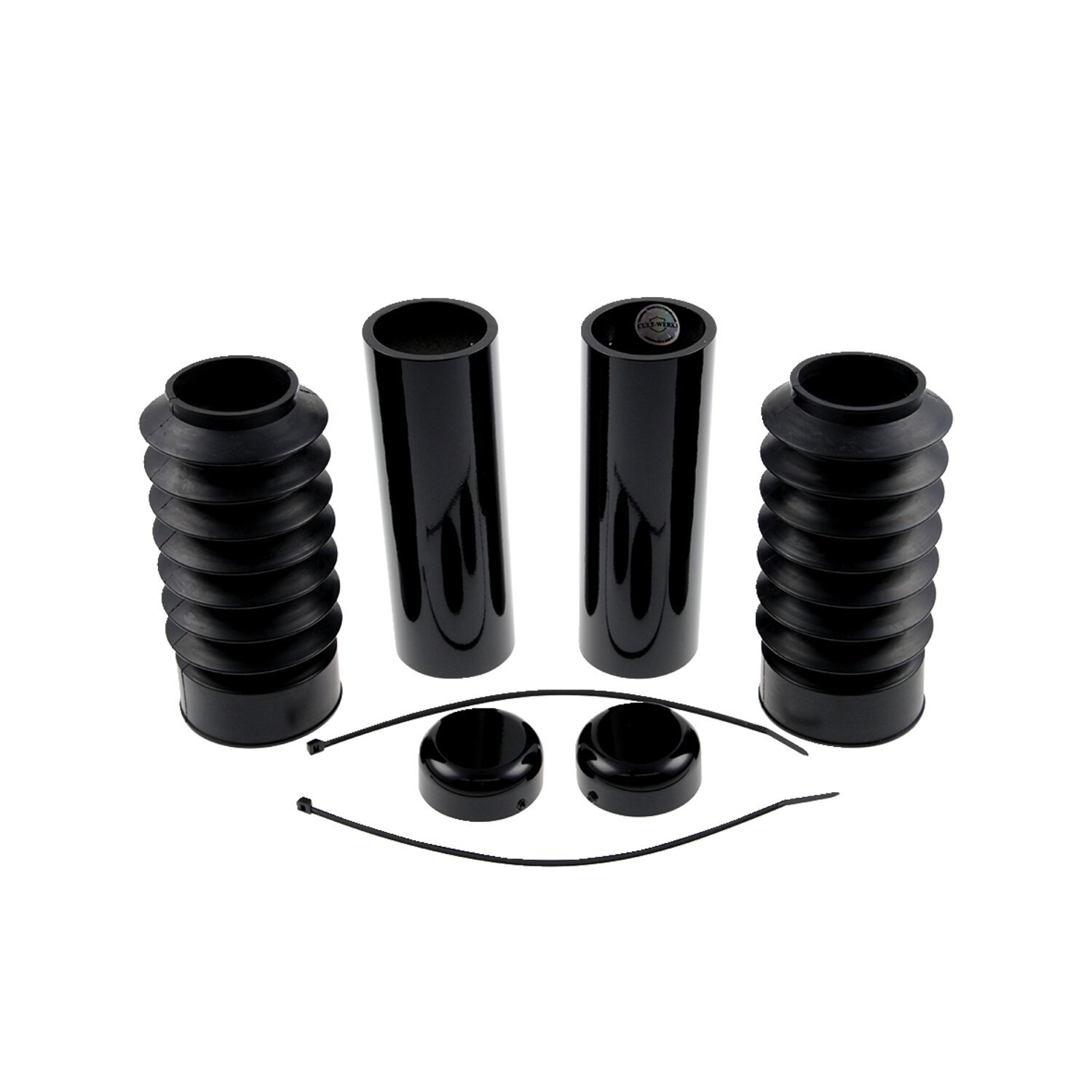Cult-Werk, 6-piece fork tube cover kit, Black, Gloss