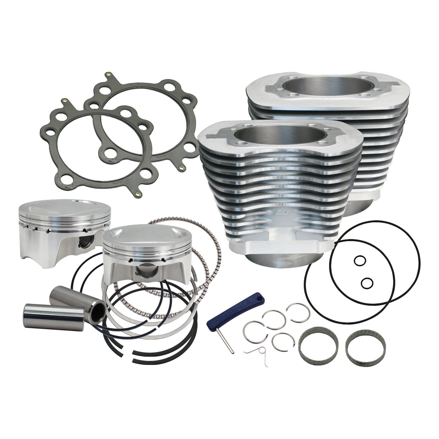 S&S, 96"/103" to 110" conversion cylinder & piston kit, Silver