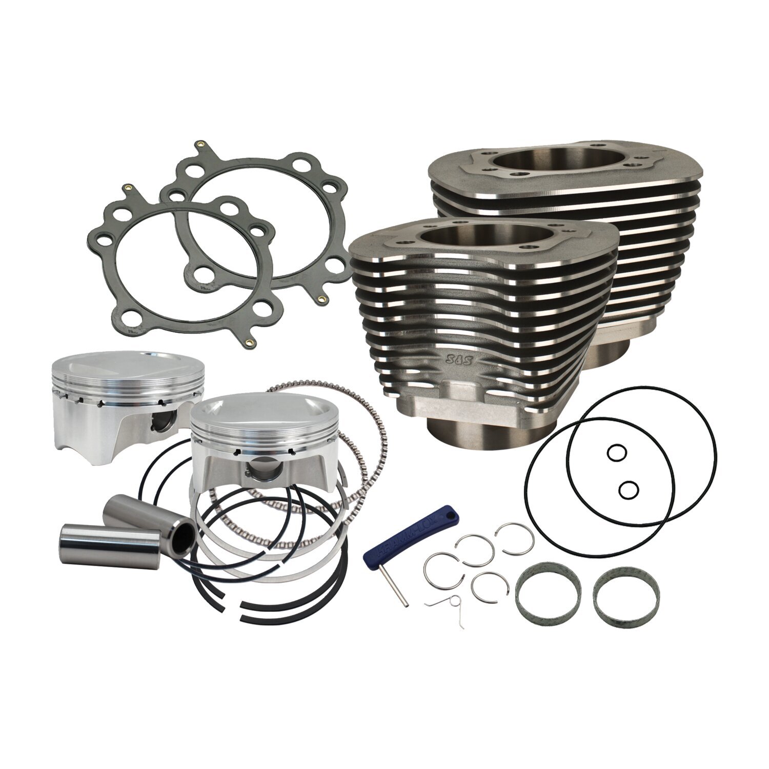 S&S, 88" to 100" conversion cylinder & piston kit, Black, Wrinkle