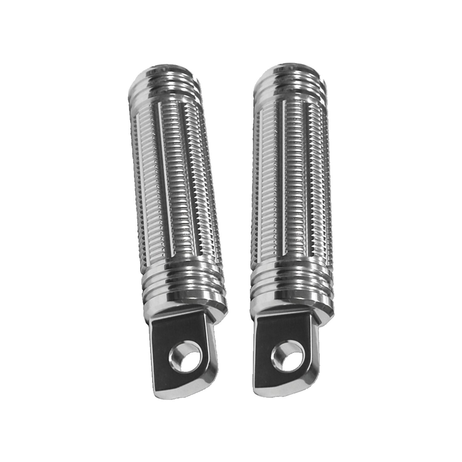 Burly, Stash foot pegs. Clear anodized, Silver