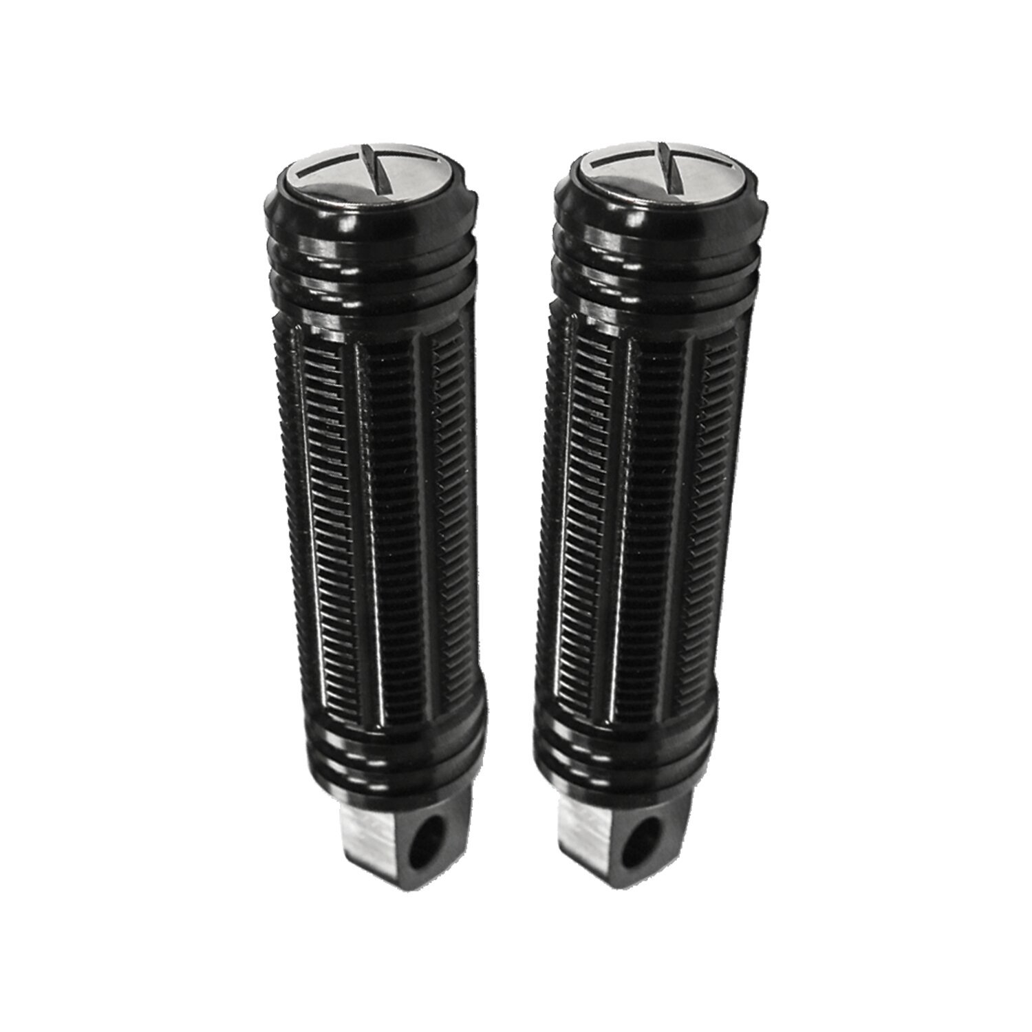 Burly, Stash foot pegs. Black anodized, Polished