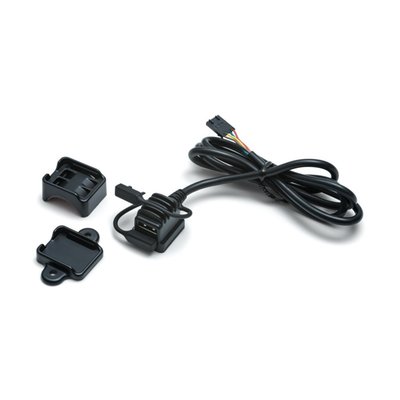Black; 2 USB ports with 1.0A (bottom) & 2.1A (top) output; Mounts to 1" x 1" flat surface or 1" of straight 1" handlebar
