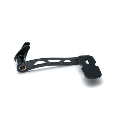 More leg room and a more natural brake operation. 
These brake pedals are virtually the same length as stock but the brake pad location is altered, lower and flatter, for a more neutral position which provides quicker brade engagements. 
Comes with a bronze bushing and grease nipple for an excellent life-span. 
Gloss black. 
Note: brake pedal pad must be purchased separately