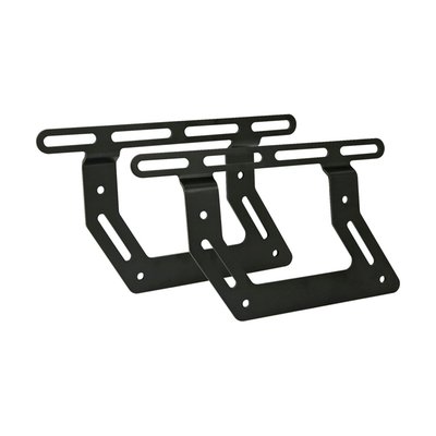 Bag is supported on the backside only. Black, flat strip steel. Max. load 5kg per side. Universal saddlebag support bracket set manufactured in flat steel with a matte black finish. This construction is easy to modify, weld and re-spray and can therefore be used for both H-D as non H-D models. Designed for use with Ledrie saddlebags of which the 4mm thick HDPE plates, in the rear side of the bags, are mounted to the supports. 

Note: See 559463 Mount kit for 91-03 Sportster, 559464 for 04-13 Sportster, 559465 For Softail, Dyna and 14-up Sportster. 
Note: Some models may require turn signal relocation.