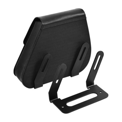 Bag is supported on back and underside. Universal saddlebag carrier brackets manufactured in flat steel with a matte black finish. The construction is easy to modify, weld and re-spray and can therefore be used for both H-D as non H-D models. Designed for use with Ledrie saddlebags. The 4mm thick HDPE plate, in the rear side of the bags, are mounted to the support. Max load 5kg per side. 

Note: For hardware see 559463 (91-03 XL), 559464 (04-13 XL) or 559465 (86-17 Softail; 96-17 Dyna (excl. FLD); 14-up Sportster. 
Note: Some models may require a rear turn signal relocation kit, see 559457 for 96-17 Dyna models (excl. FLD Switchback).