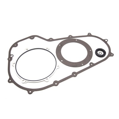 Complete outer & inner primary cover gasket sets including all necessary o-rings and seals.
With AFM (Aluminum Foamet Material) gaskets.
These gaskets have an aluminum base with a chemically blown, compounded nitrile synthetic thin foam-like rubber layer bonded to both sides.
AFM material does not require gasket sealers or silicone bead.