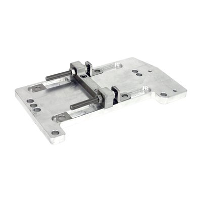 1" (25.4mm) offset. CNC machined aluminum by Ost Freesen Choppers. Comes with an integrated transmission adjustment system. 

Note: Stock frames require modification, in combination with this offset plate, due to the integrated adjuster.