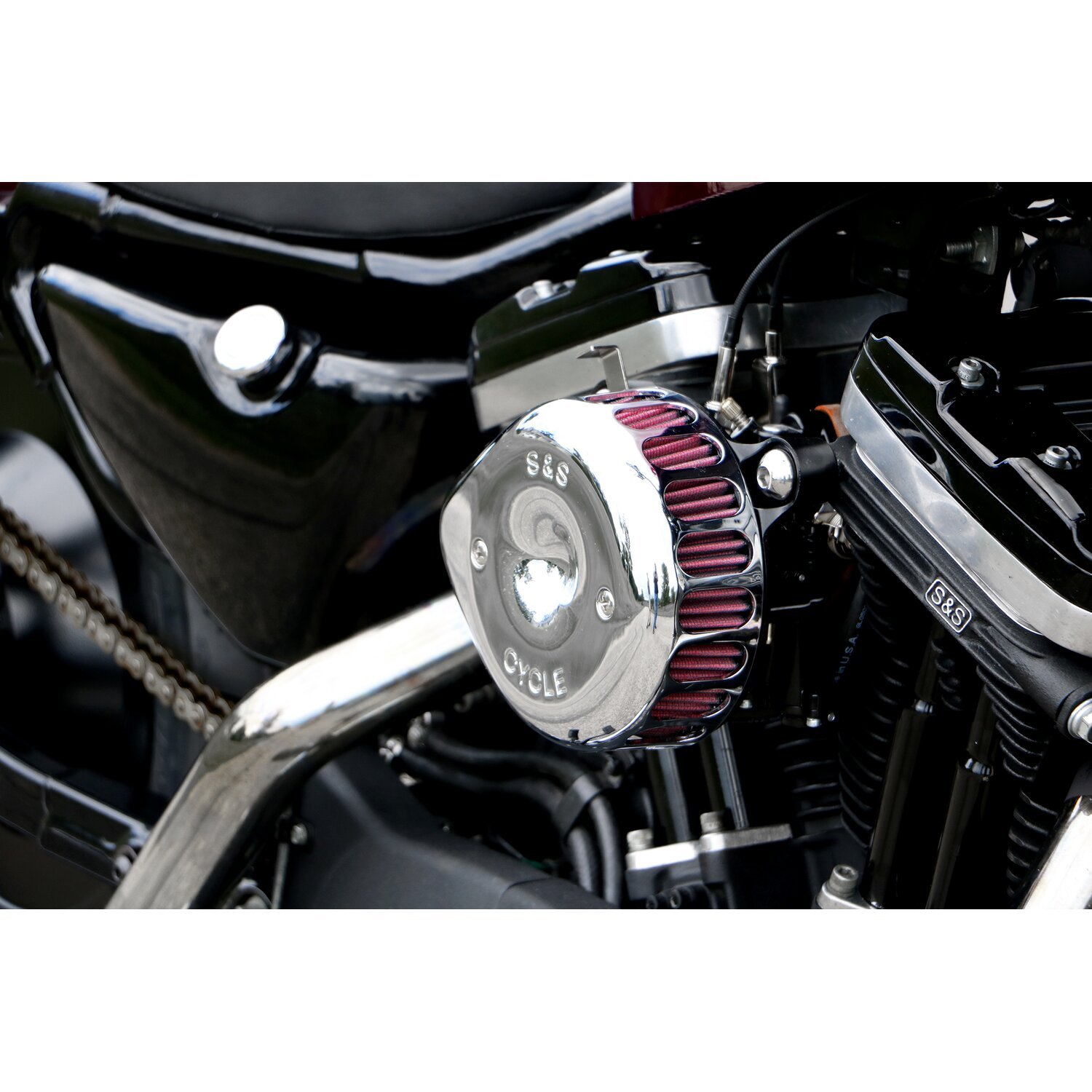 S&S Mini Teardrop Stealth air cleaner kit, Chrome