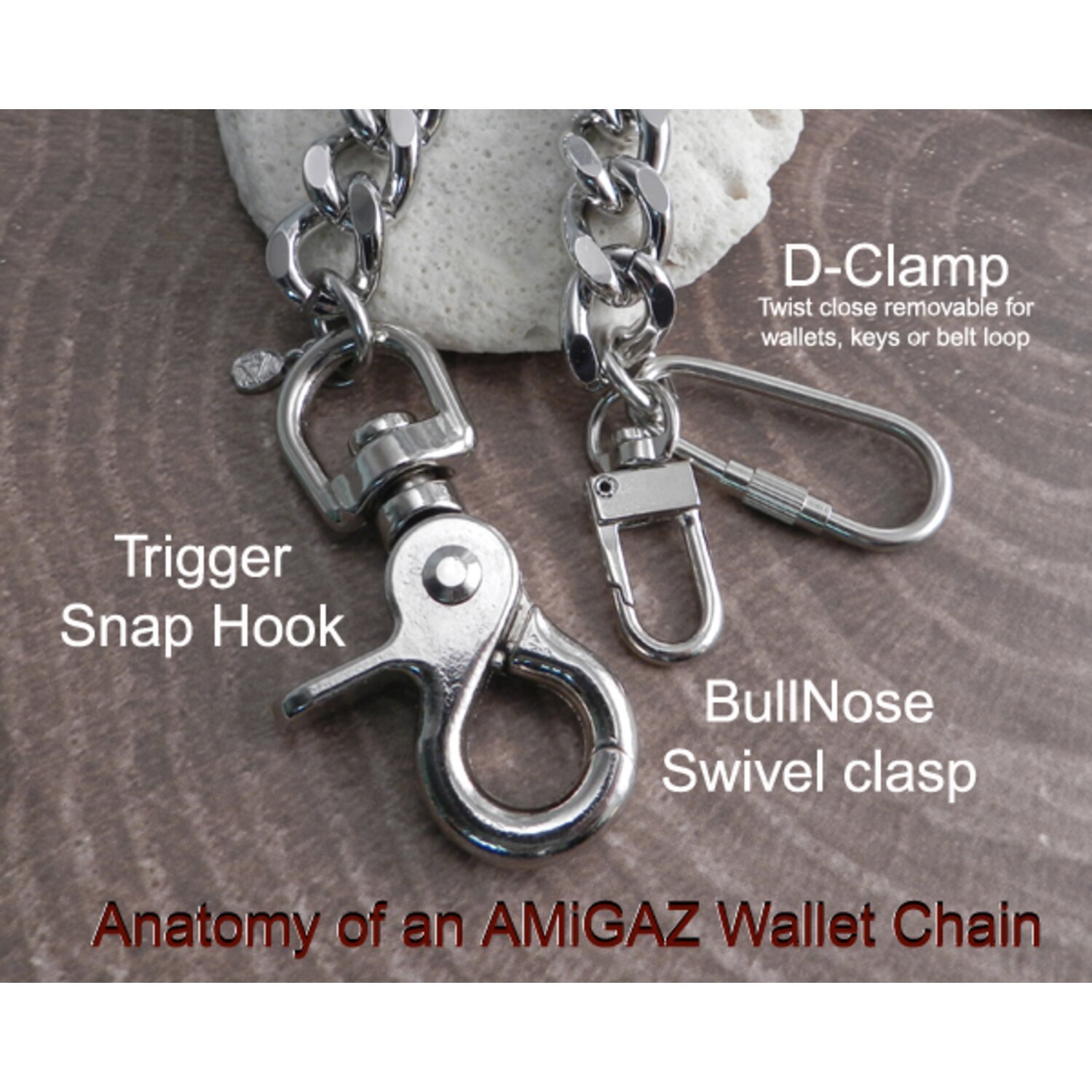 Amigaz Black Bike Wallet Chain 18"