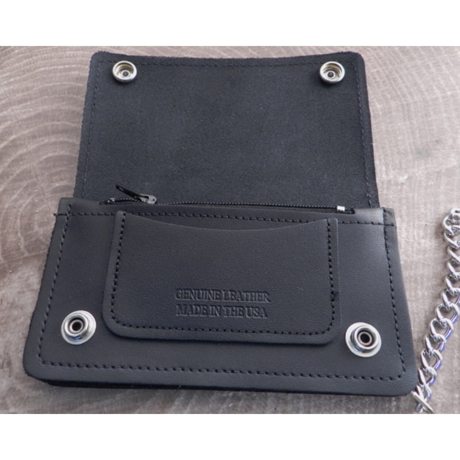 Amigaz Black Leather Biker Chain Wallet