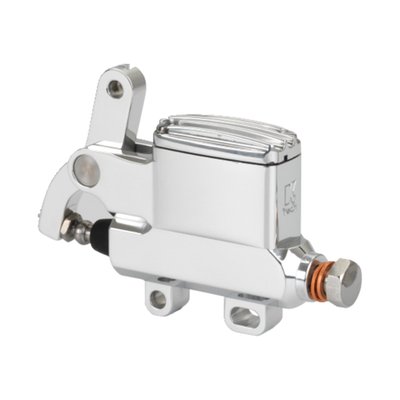 polished alu; with integrated fluid reservoir; 14mm (9/16") piston; The 2 mounting holes allow the master cylinder to fit with a wheelbase from 33mm to 38mm