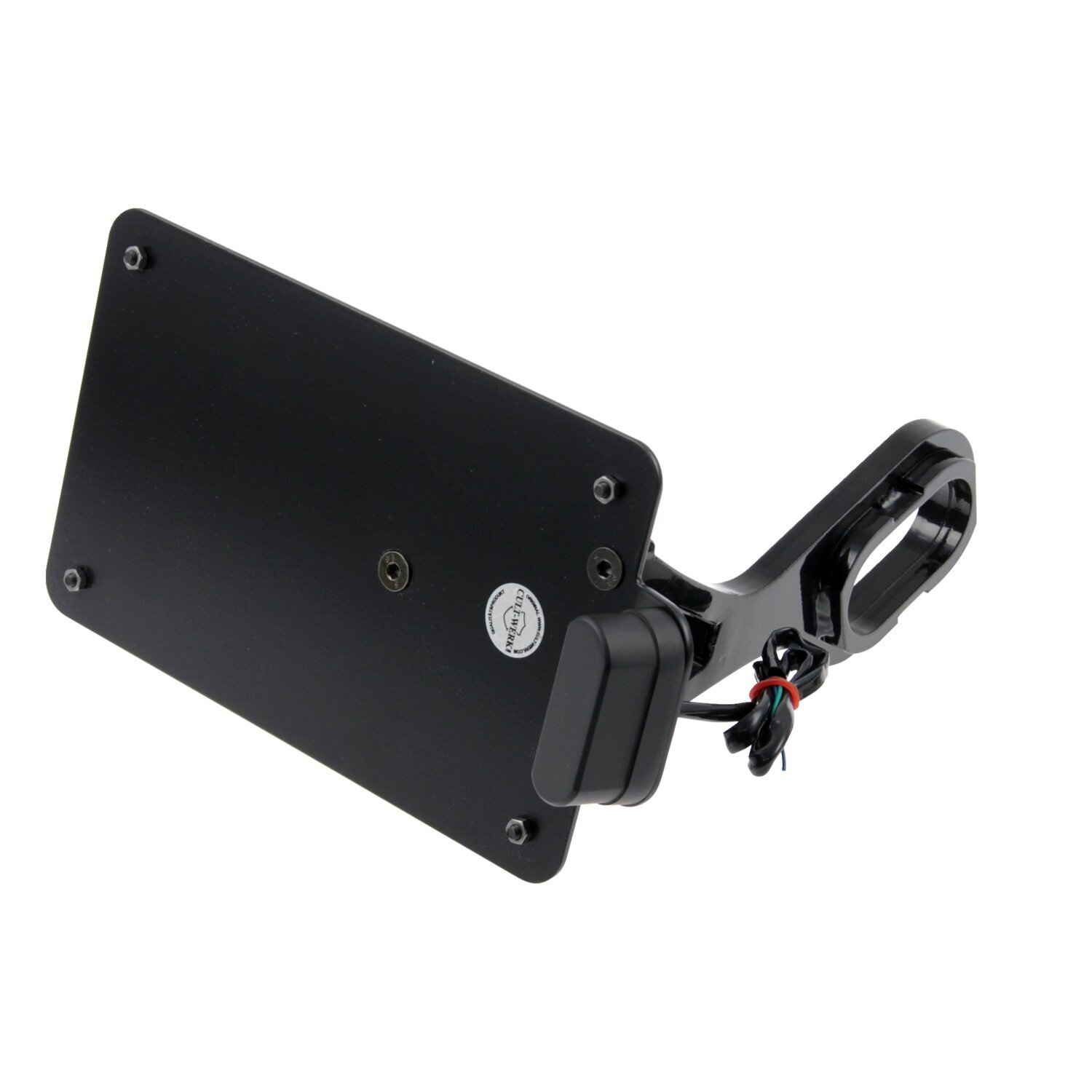 Cult-Werk, side mount license plate bracket, black. France, Gloss