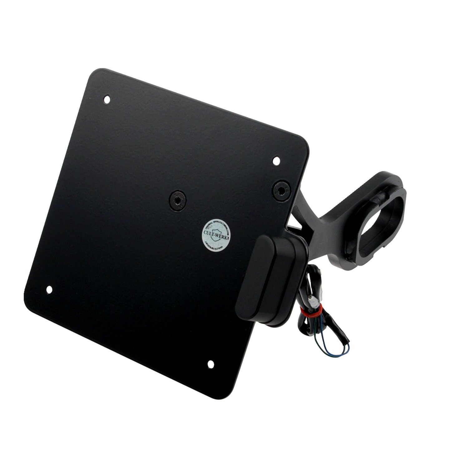 Cult-Werk, side mount license plate bracket. Italy, Black, Gloss
