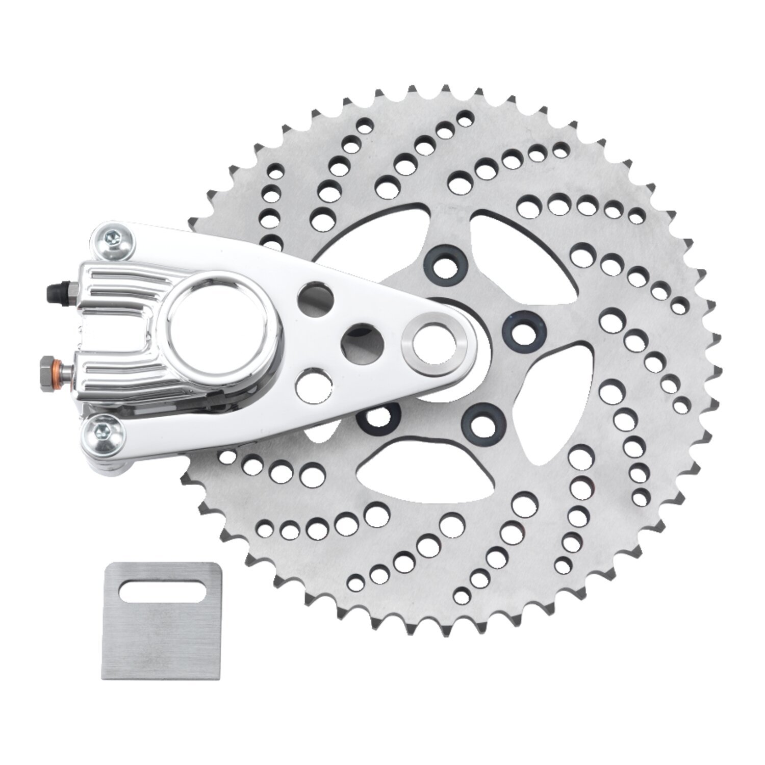 K-Tech, sprocket brake kit, chopper style, Polished