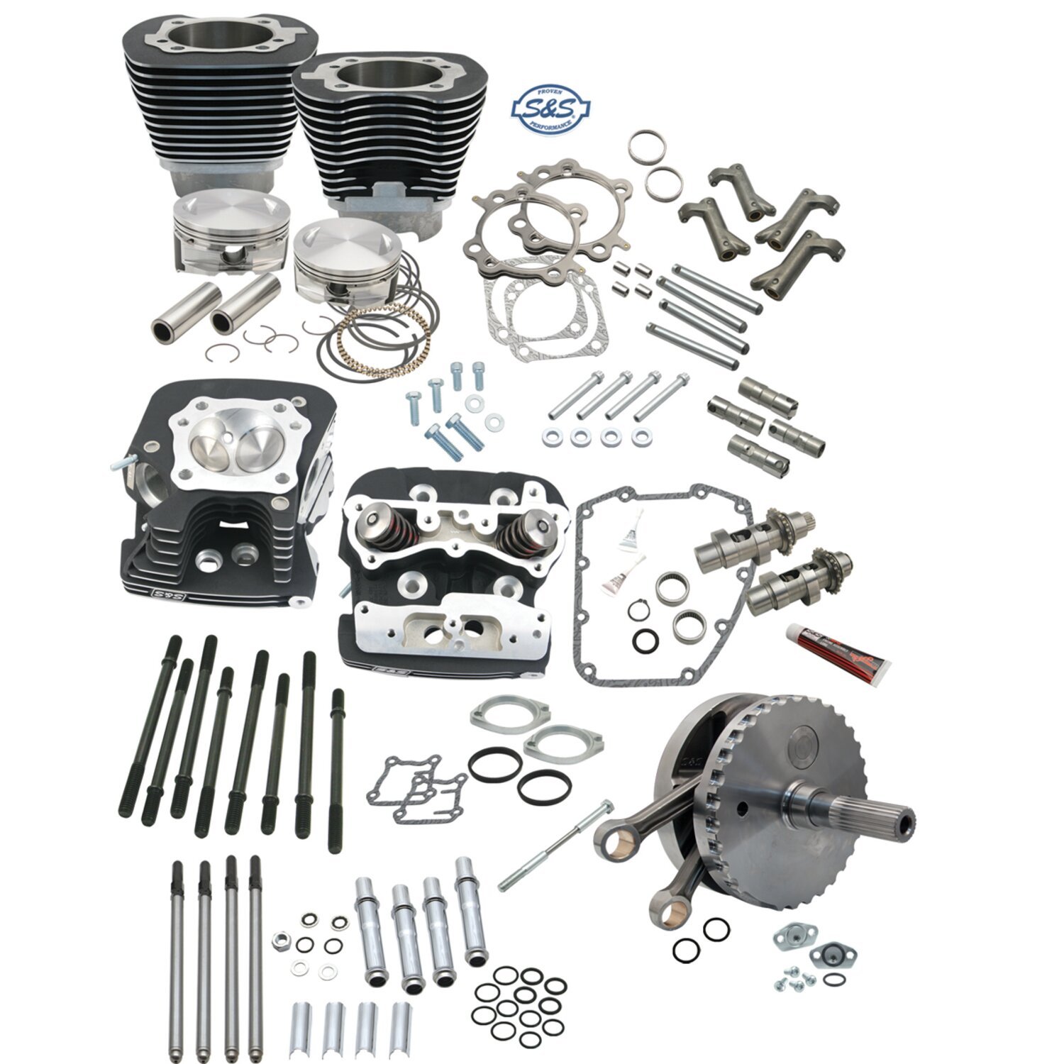 S&S, 124" Twin Cam Hot set-up kit with heads, Silver